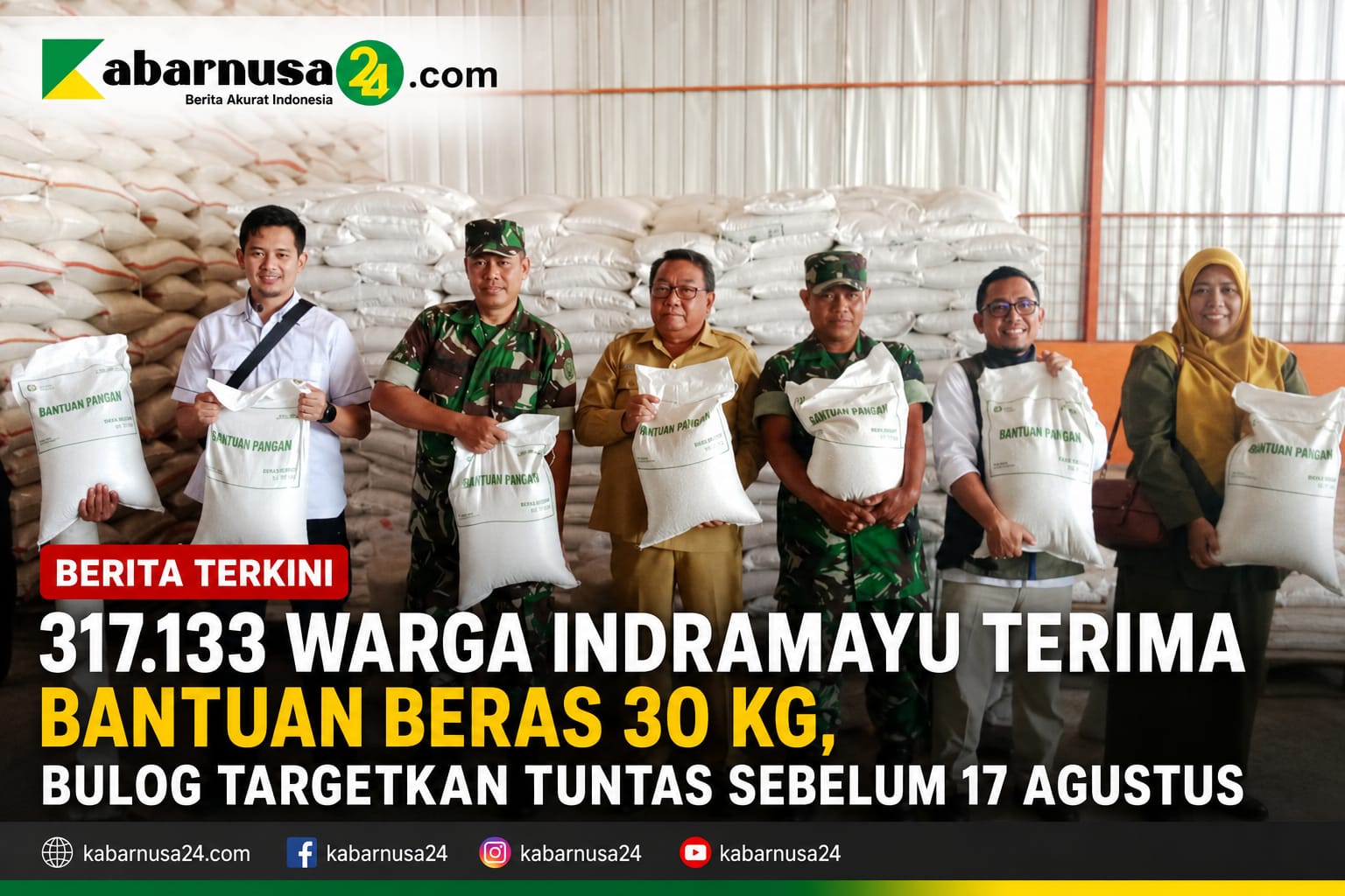 317.133 Warga Indramayu Terima Bantuan Beras 30 Kg, Bulog Targetkan Tuntas Sebelum 17 Agustus