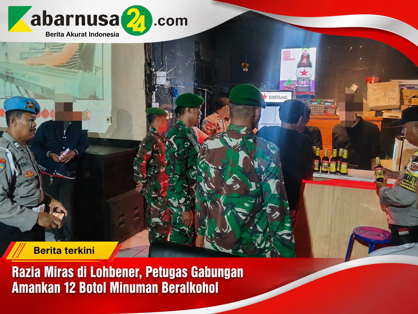 Razia Miras di Lohbener, Petugas Gabungan Amankan 12 Botol Minuman Beralkohol