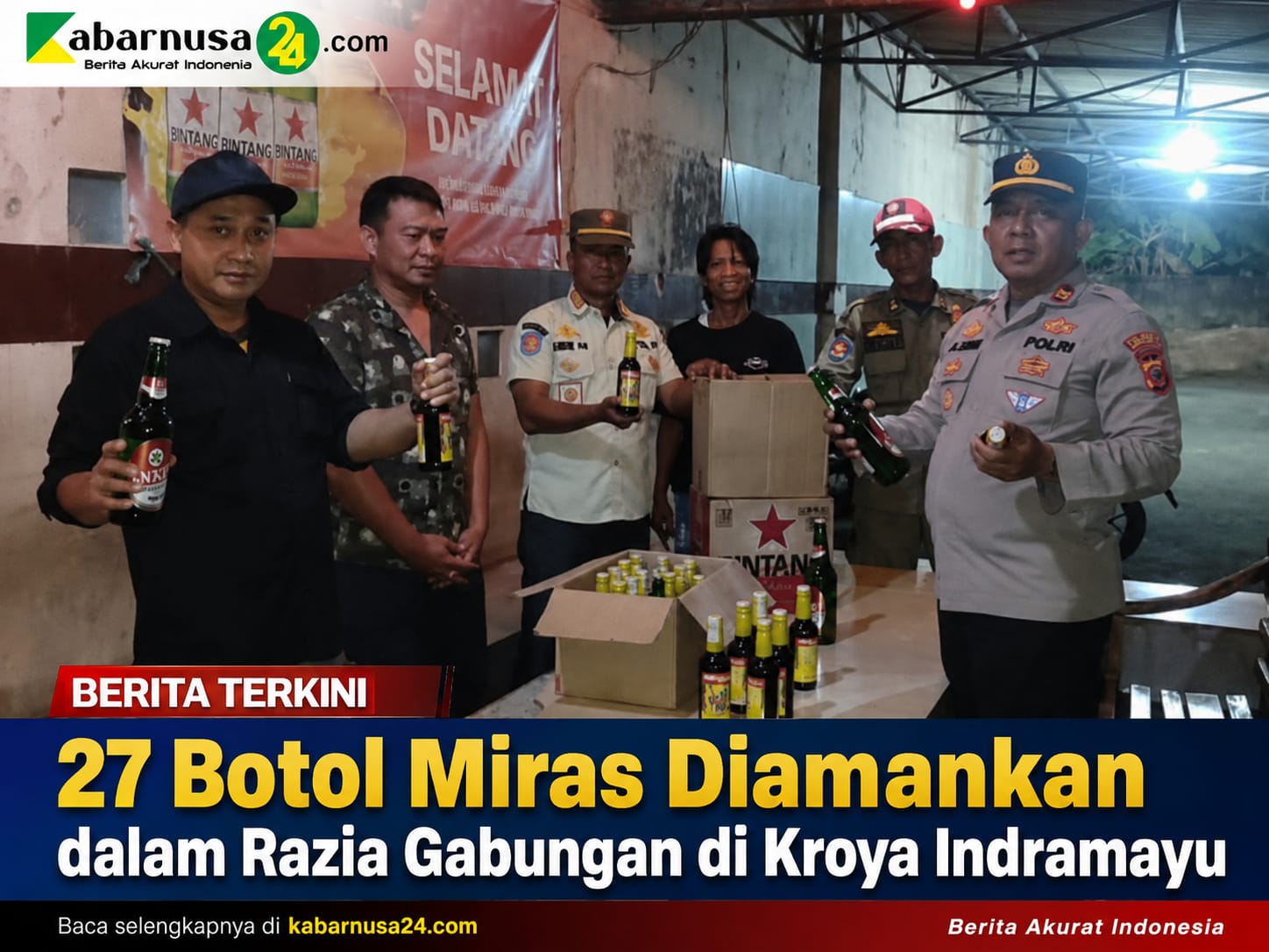 27 Botol Miras Diamankan dalam Razia Gabungan di Kroya Indramayu