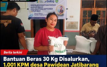 Bantuan Beras 30 Kg Disalurkan, 1.001 KPM desa Pawidean Jatibarang Disambut Antusias