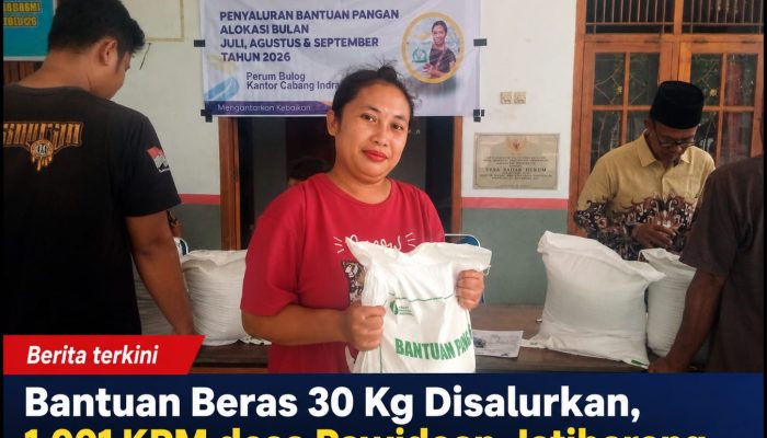 Bantuan Beras 30 Kg Disalurkan, 1.001 KPM desa Pawidean Jatibarang Disambut Antusias