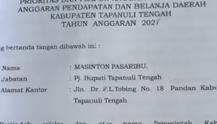 Masinton Sudah Bupati, Kok Masih “Pj.”? PPAS 2027 Tapteng Buka Borok Administrasi Pemkab