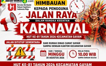 Jelang Karnaval HUT ke-81 RI, Jalan di Kecamatan Gayam Ditutup Sementara Minggu 30 Agustus 2026