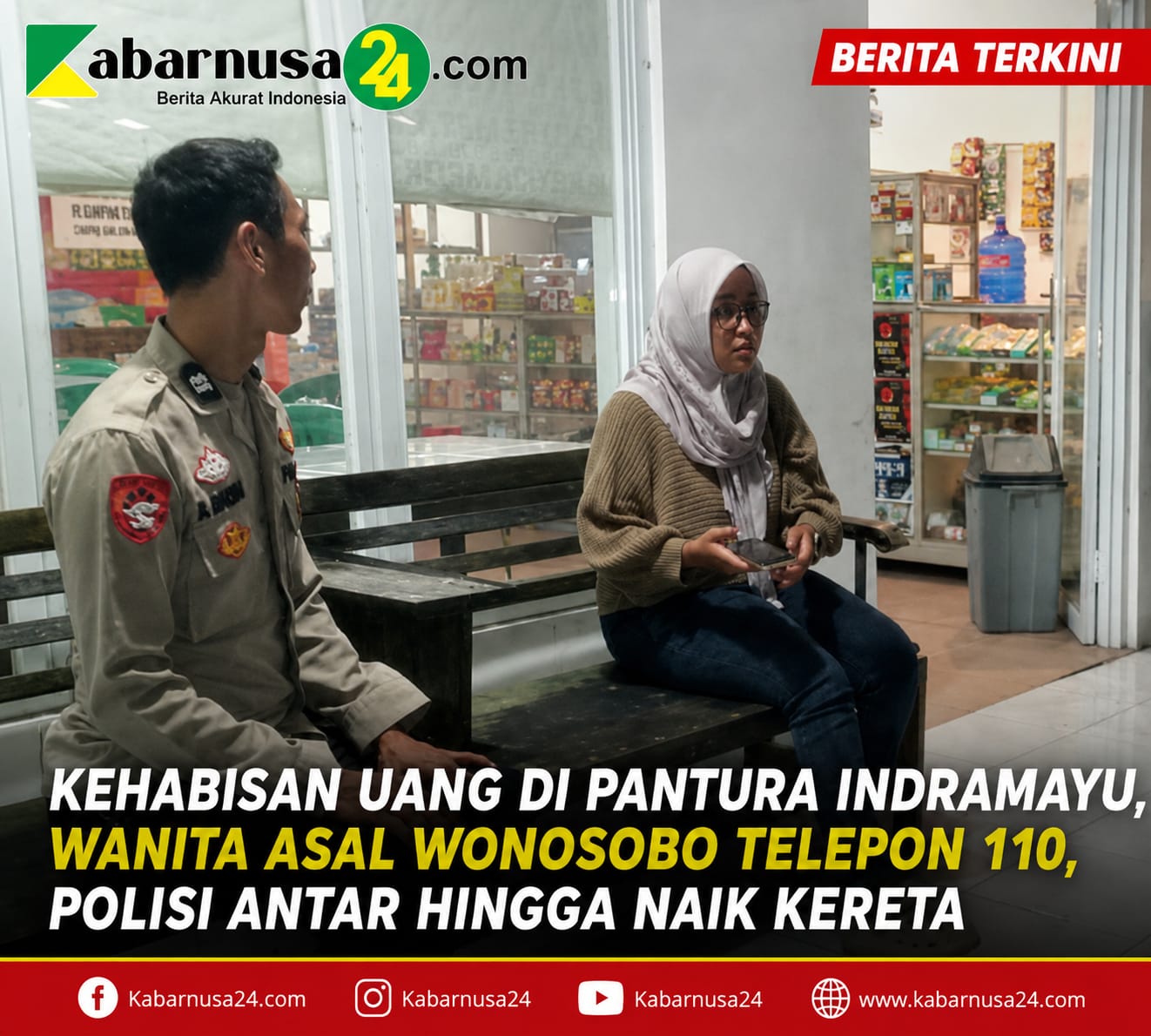 Kehabisan Uang di Pantura Indramayu, Wanita Asal Wonosobo Telepon 110, Polisi Antar hingga Naik Kereta