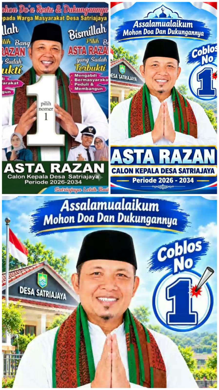Asta RazanDapat Nomor Urut 1, Siap Untuk Desa Satria jaya Istimewa Bersih Dan Bermartabat