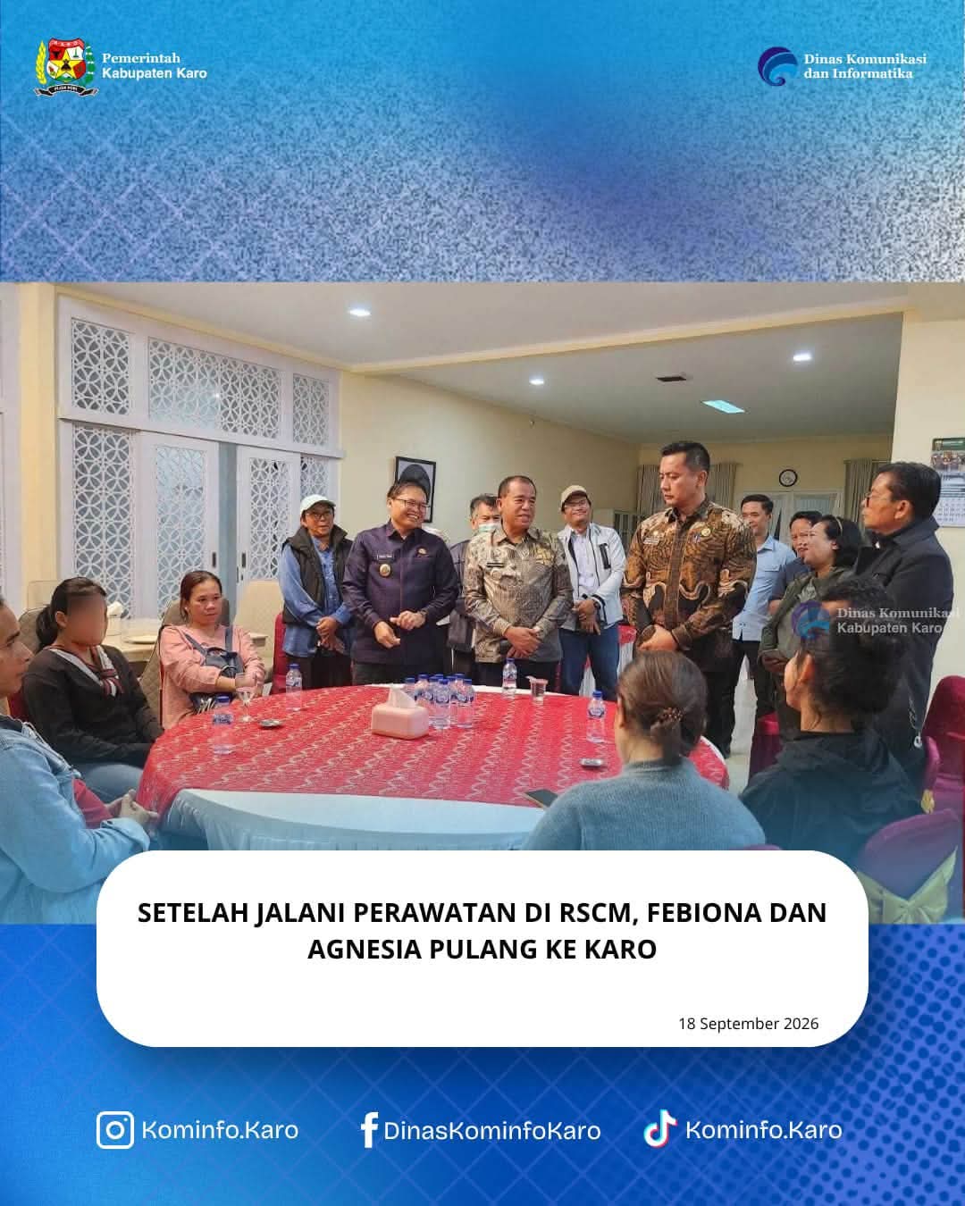 Setelah Jalani Perawatan di RSCM, Febiona dan Agnesia Pulang ke Karo