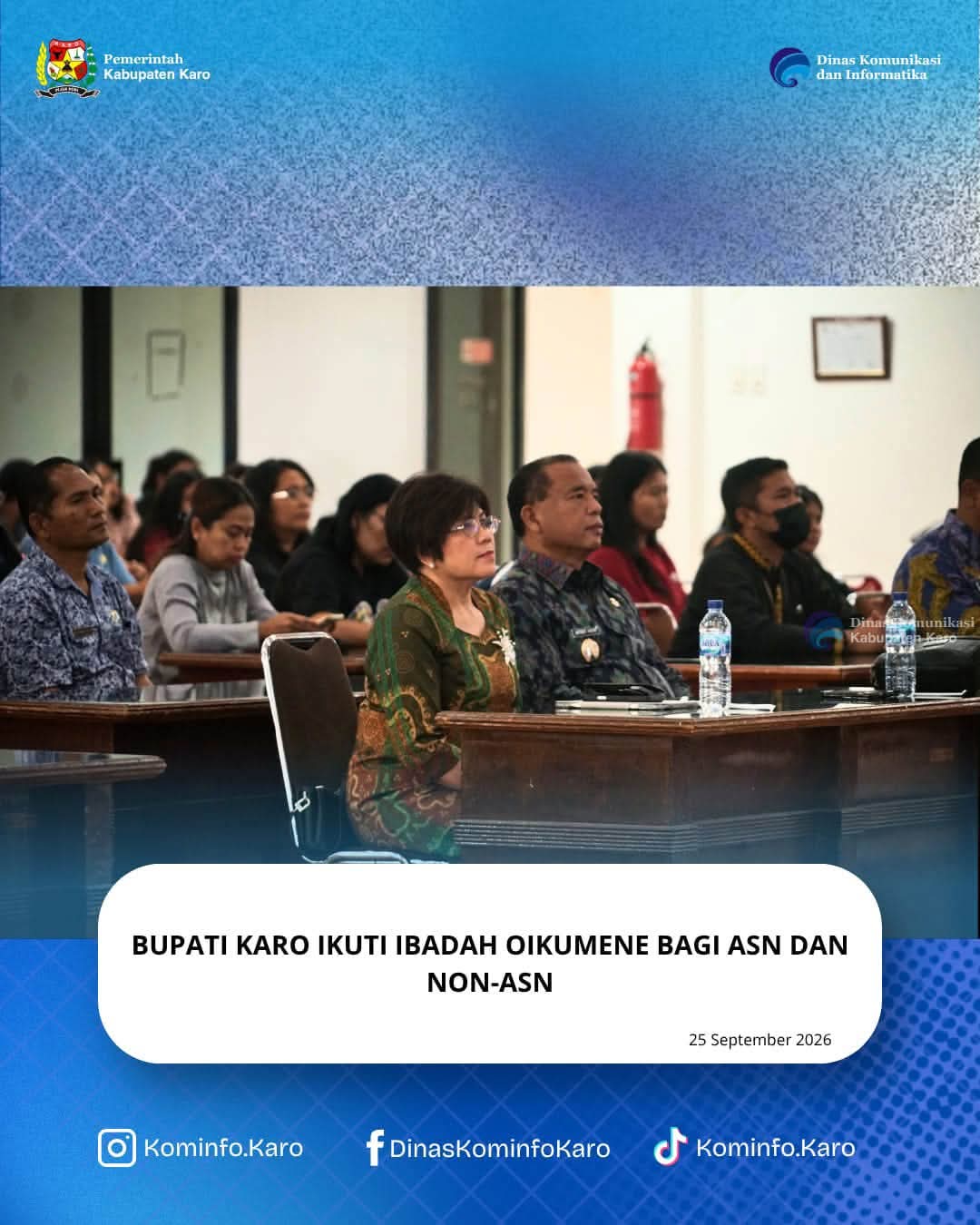 Bupati Karo Ikuti Ibadah Oikumene bagi ASN dan Non-ASN
