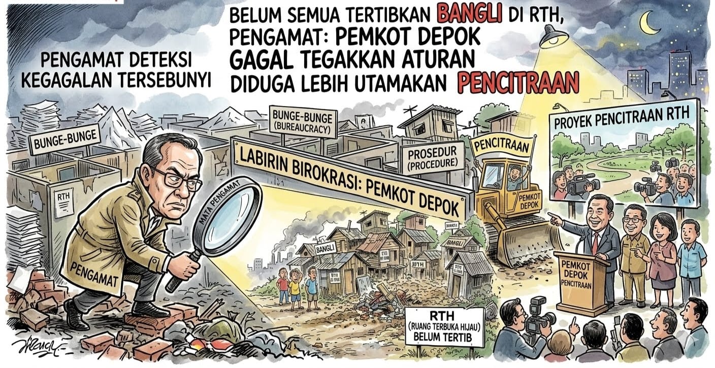 Belum Semua Tertibkan Bangli di RTH, Pengamat : Pemkot Depok Gagal Tegakkan Aturan Diduga Lebih Utamakan Pencitraan