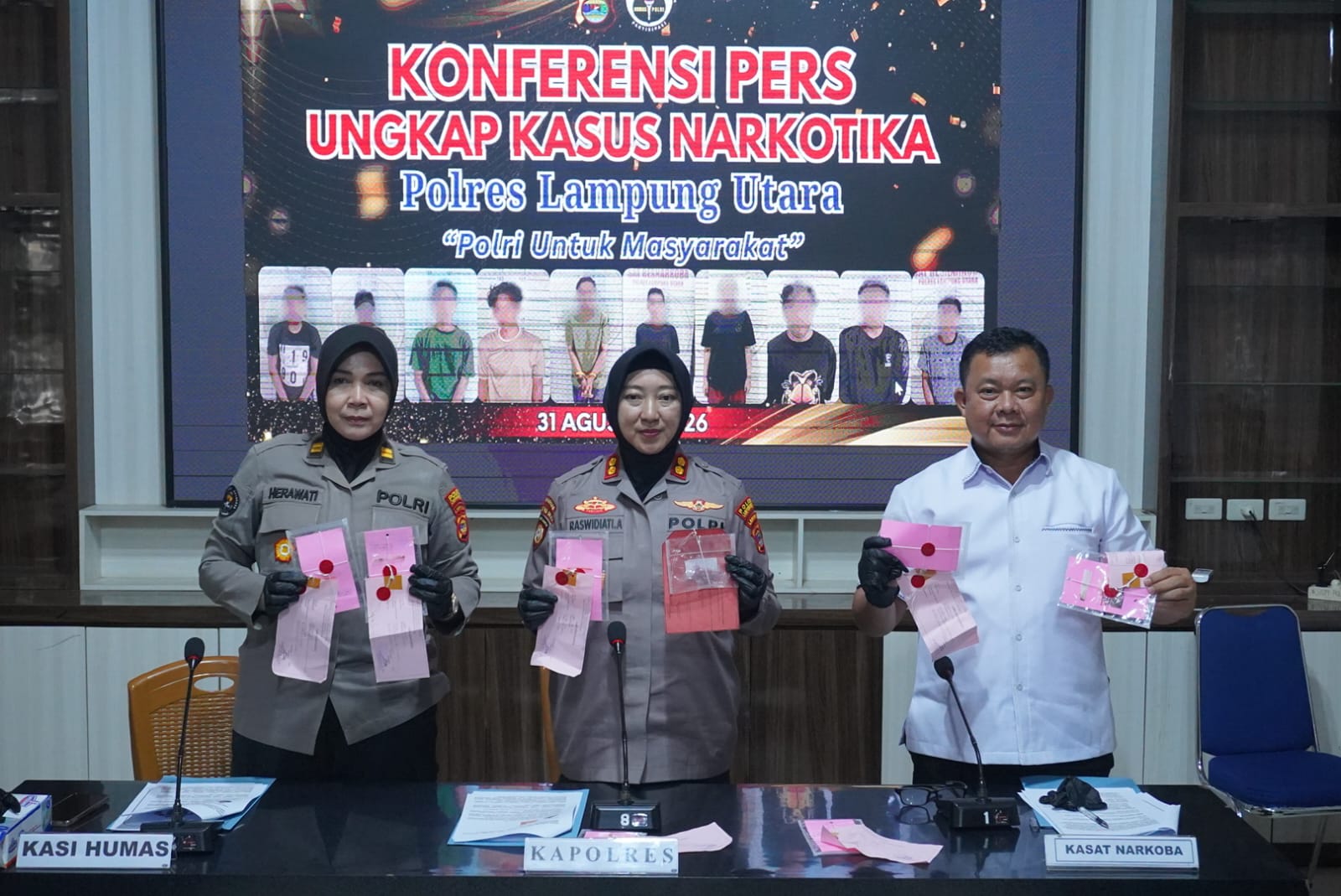 Sejak Menjabat , Kapolres Lampung Utara Ungkap 8 Kasus Narkoba Dengan 12 Tersangka