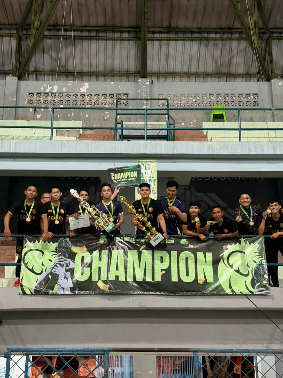 Polres Lampung Utara Juara I Turnamen Futsal Piala Bupati 2026, Ipda Sultan Faza Raih Best Goal Keeper