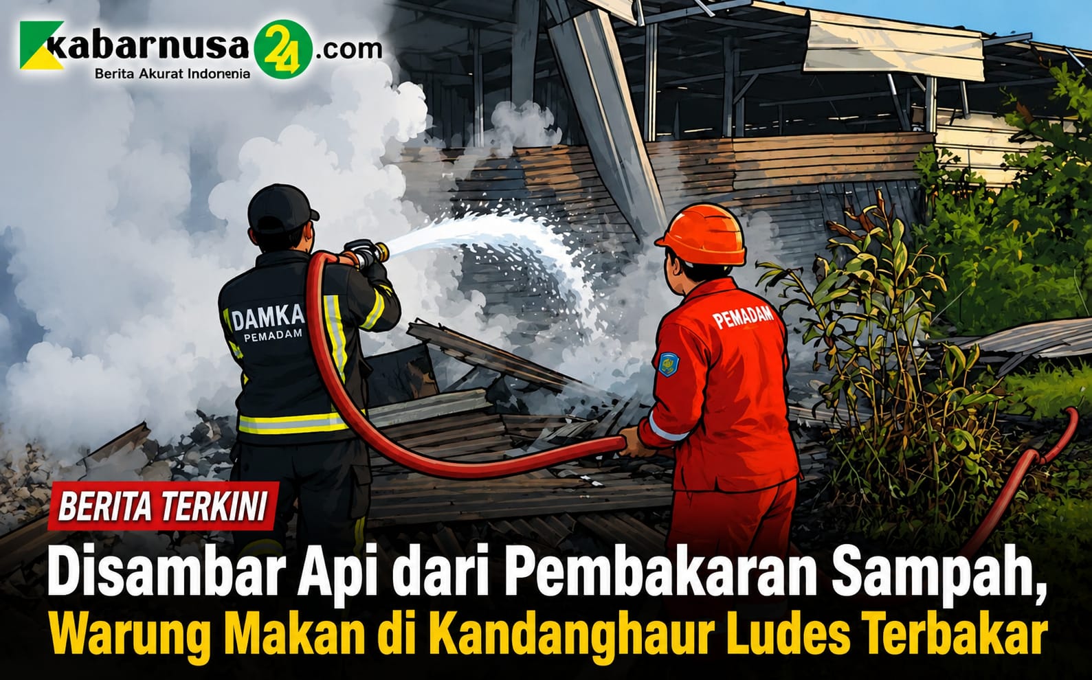 Disambar Api dari Pembakaran Sampah, Warung Makan di Kandanghaur Ludes Terbakar