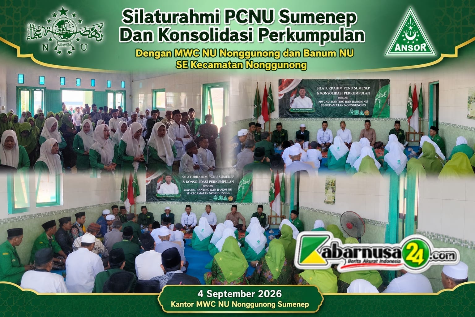 PCNU Sumenep Gelar Silaturrahim dan Konsolidasi Bersama MWCNU, Ansor, Banser dan Fatayat NU Kecamatan Nonggunong