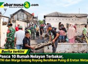 Pasca 10 Rumah Nelayan Terbakar, TNI dan Warga Gotong Royong Bersihkan Puing di Eretan Wetan