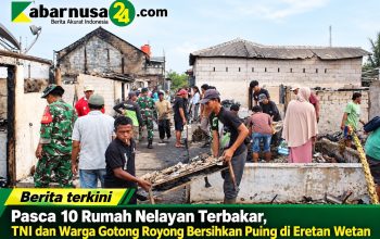 Pasca 10 Rumah Nelayan Terbakar, TNI dan Warga Gotong Royong Bersihkan Puing di Eretan Wetan Pasca 10 Rumah Nelayan Terbakar, TNI dan Warga Gotong Royong Bersihkan Puing di Eretan Wetan