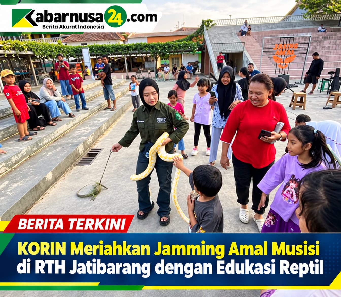 KORIN Meriahkan Jamming Amal Musisi di RTH Jatibarang dengan Edukasi Reptil