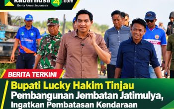 Bupati Lucky Hakim Tinjau Pembangunan Jembatan Jatimulya, Ingatkan Pembatasan Kendaraan