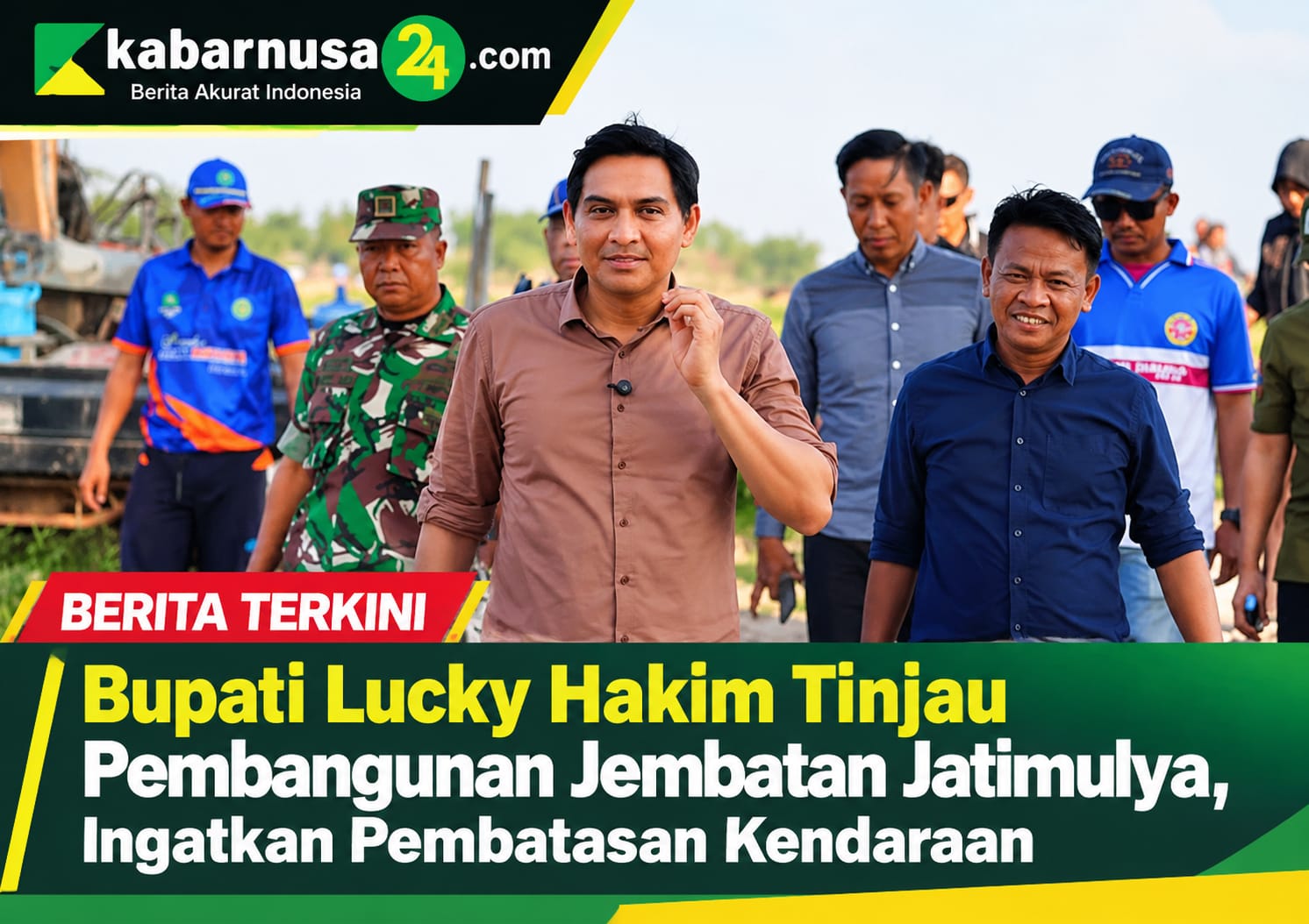 Bupati Lucky Hakim Tinjau Pembangunan Jembatan Jatimulya, Ingatkan Pembatasan Kendaraan