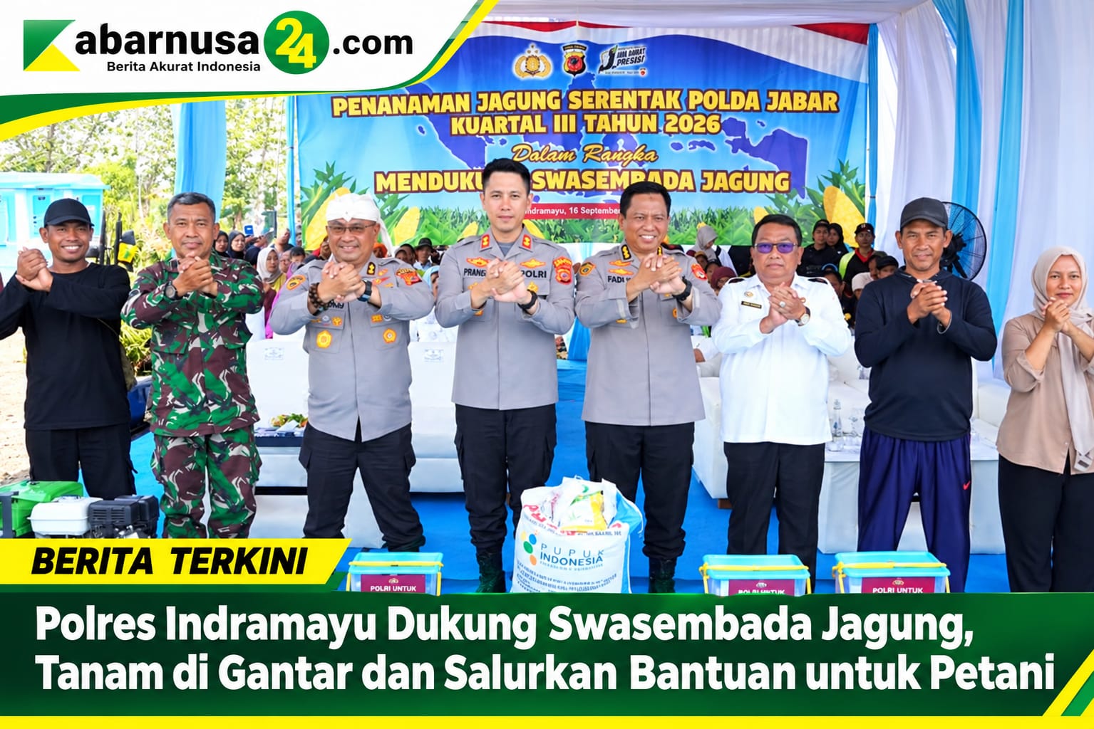 Polres Indramayu Dukung Swasembada Jagung, Tanam di Gantar dan Salurkan Bantuan untuk Petani