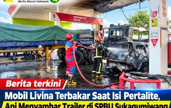 Mobil Livina Terbakar Saat Isi Pertalite, Api Menyambar Trailer di SPBU Sukagumiwang