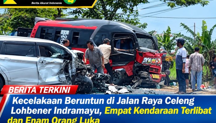 Kecelakaan Beruntun di Jalan Raya Celeng Lohbener Indramayu, Empat Kendaraan Terlibat dan Enam Orang Luka