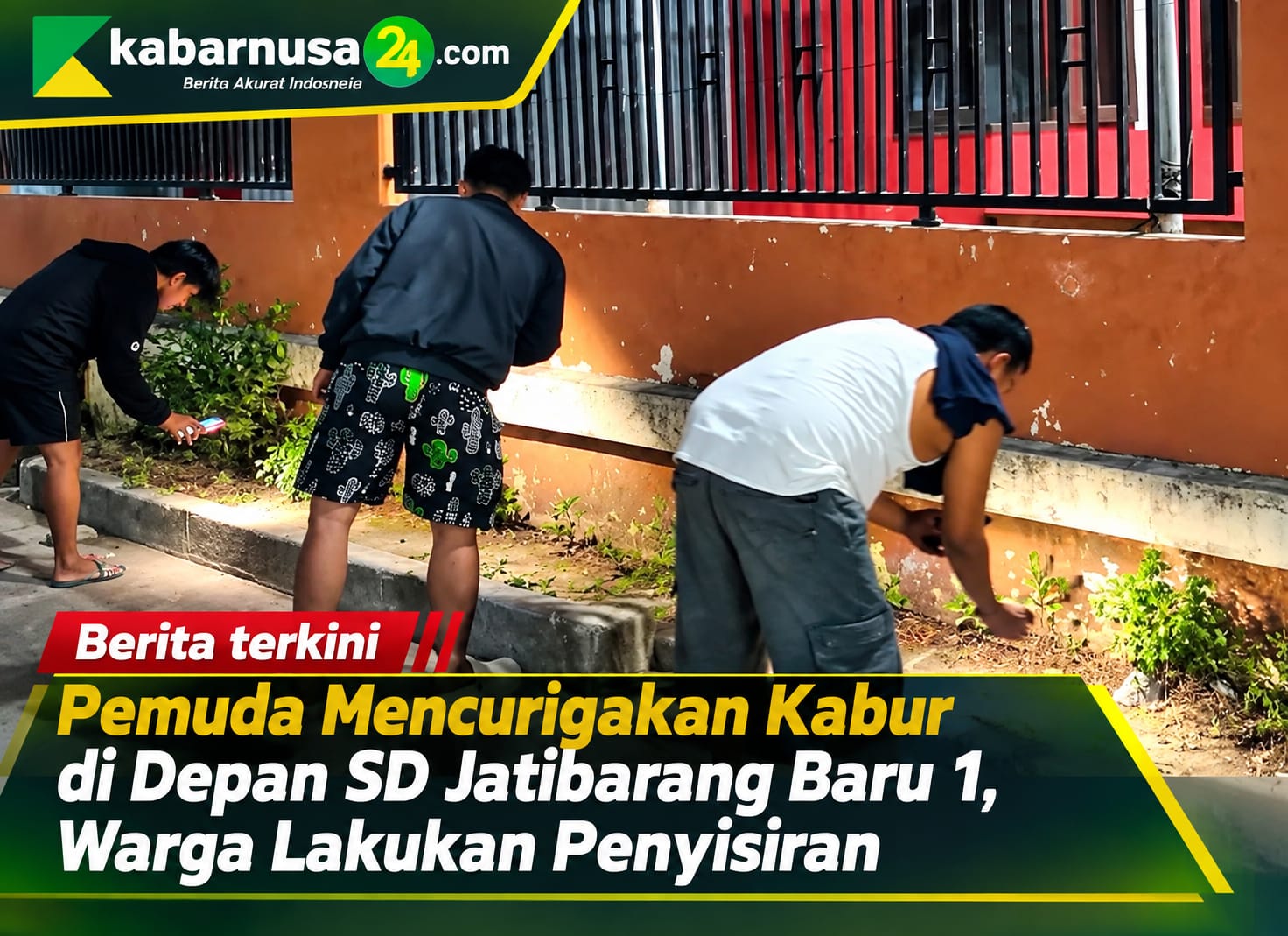 Pemuda Mencurigakan Kabur di Depan SD Jatibarang Baru 1, Warga Lakukan Penyisiran