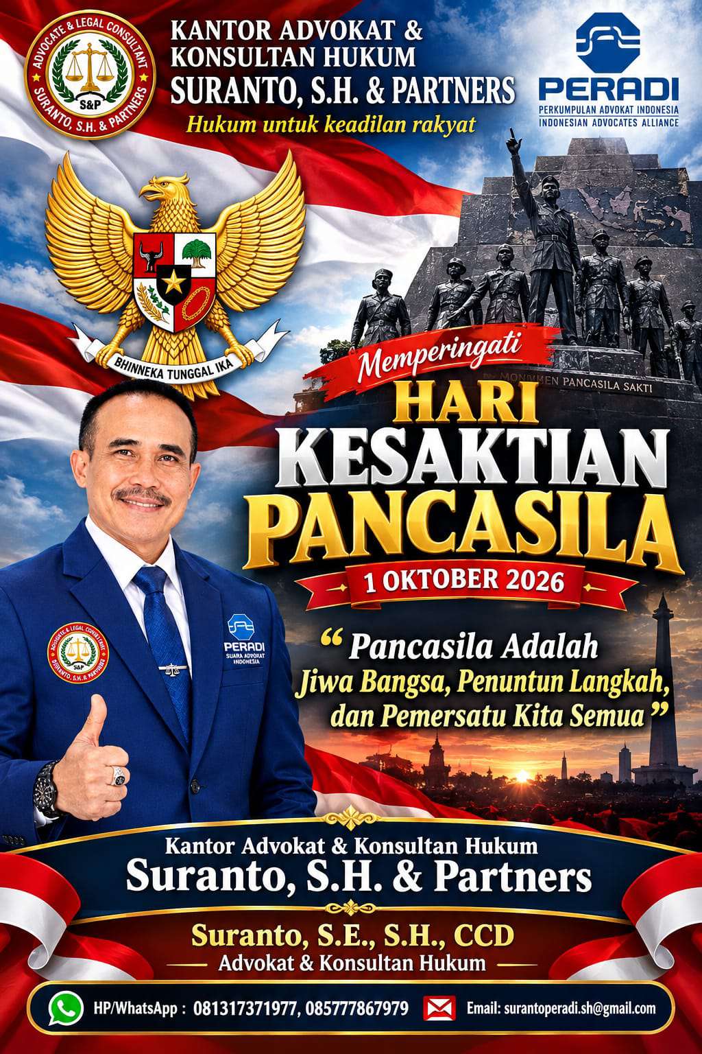 Pancasila Pemersatu Bangsa Menuju Indonesia Berdaulat, Adil, dan Makmur.