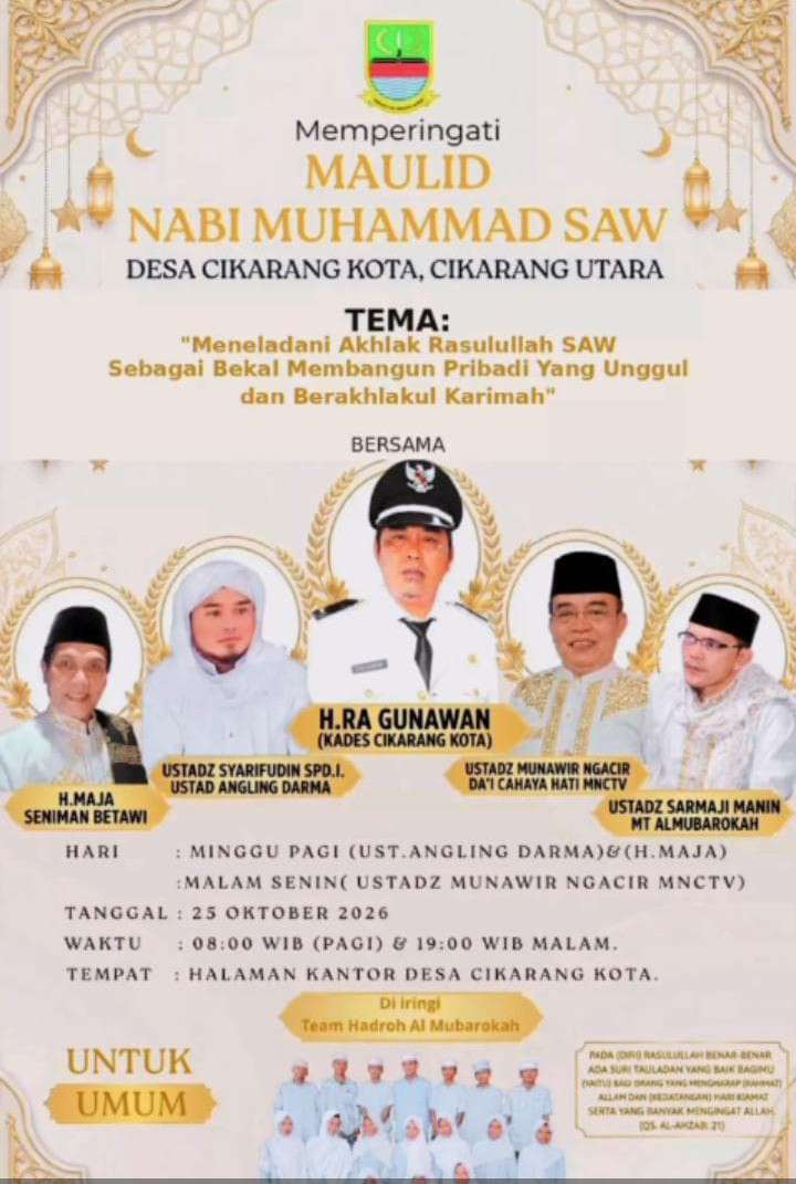Kepala Desa Cikarang Kota RA Gunawan Yang Kerap Di Sapa Lurah viray akan Memperingati Maulid Nabi 2026 Momentum Juga Perkuat Ukhuwah dan Keberkahan