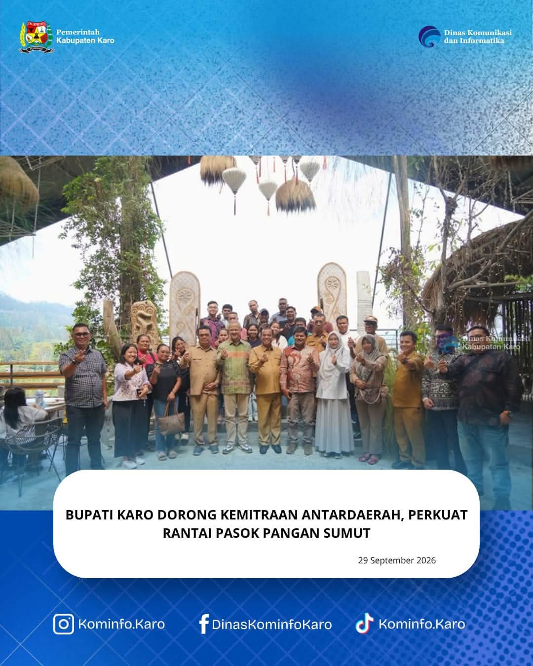 Bupati Karo Dorong Kemitraan Antardaerah, Perkuat Rantai Pasok Pangan Sumut