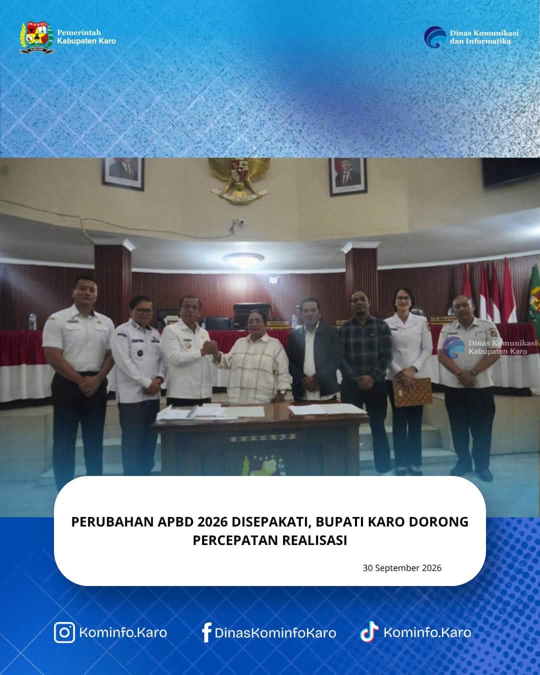 Perubahan APBD 2026 Disepakati, Bupati Karo Dorong Percepatan Realisasi
