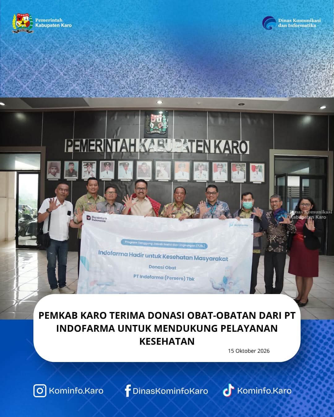 Pemkab Karo Terima Donasi Obat-obatan dari PT Indofarma untuk Mendukung Pelayanan Kesehatan