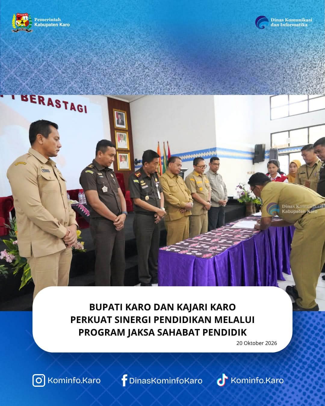 Bupati Karo dan Kajari Perkuat Sinergi Pendidikan melalui Program Jaksa Sahabat Pendidik