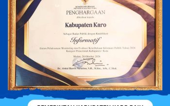Pemerintah Kabupaten Karo Raih Penghargaan Predikat “INFORMATIF” pada KI Sumut Award 2026