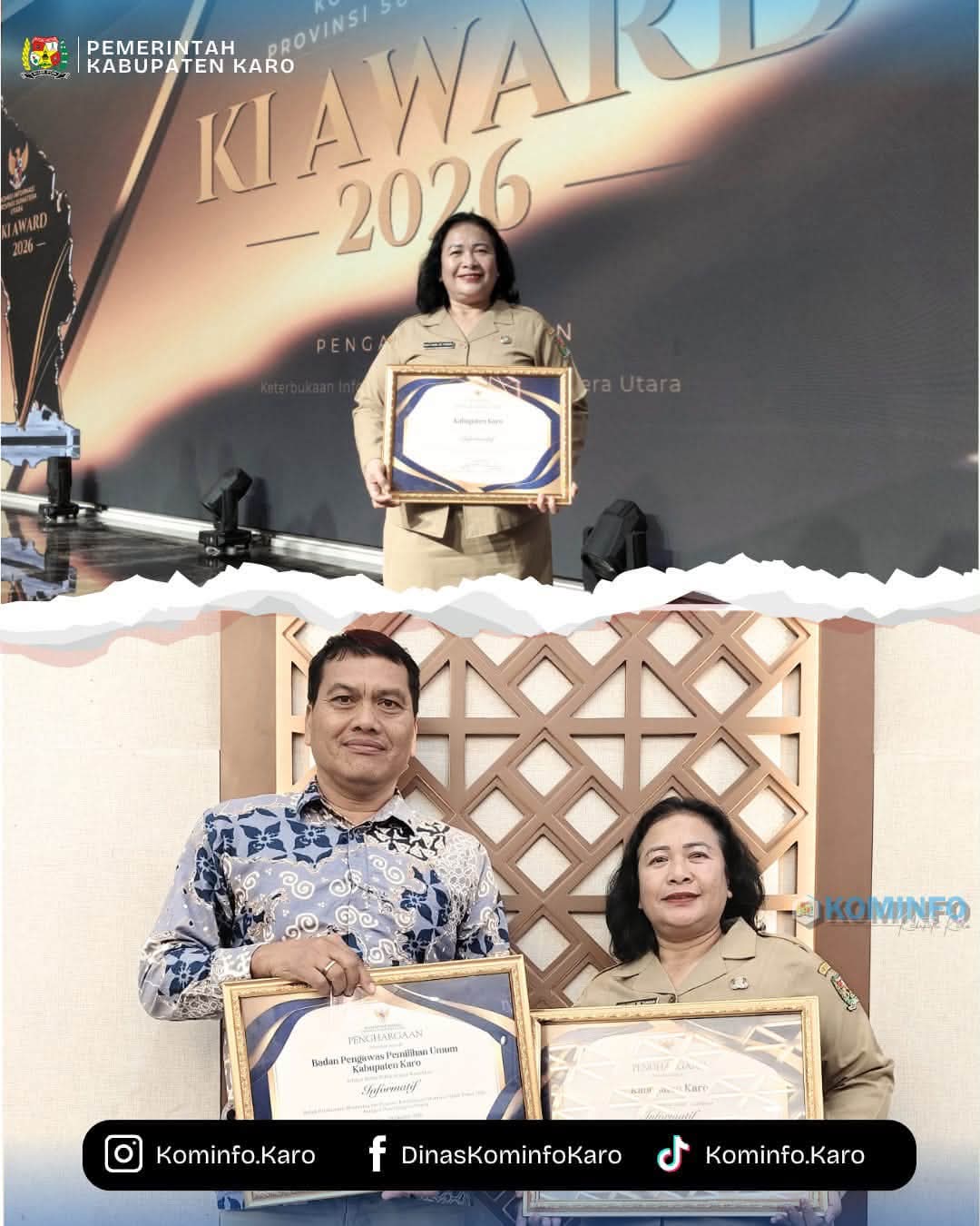 Pemerintah Kabupaten Karo Raih Penghargaan Predikat "INFORMATIF" pada KI Sumut Award 2026