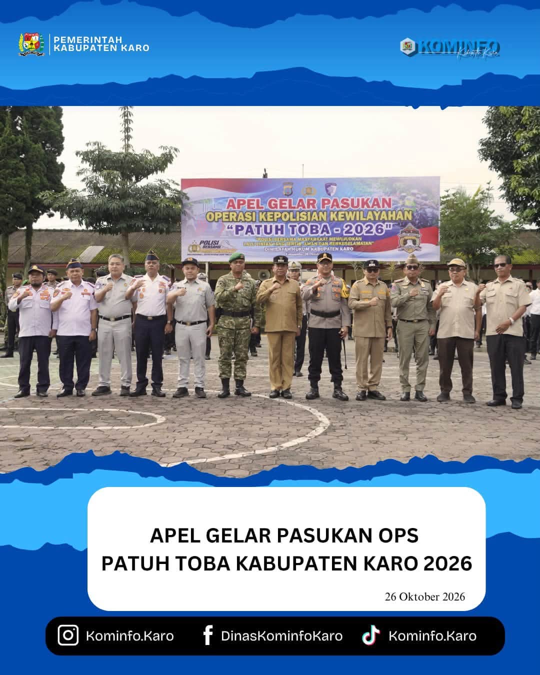 Apel Gelar Pasukan Ops Patuh Toba Kabupaten Karo 2026