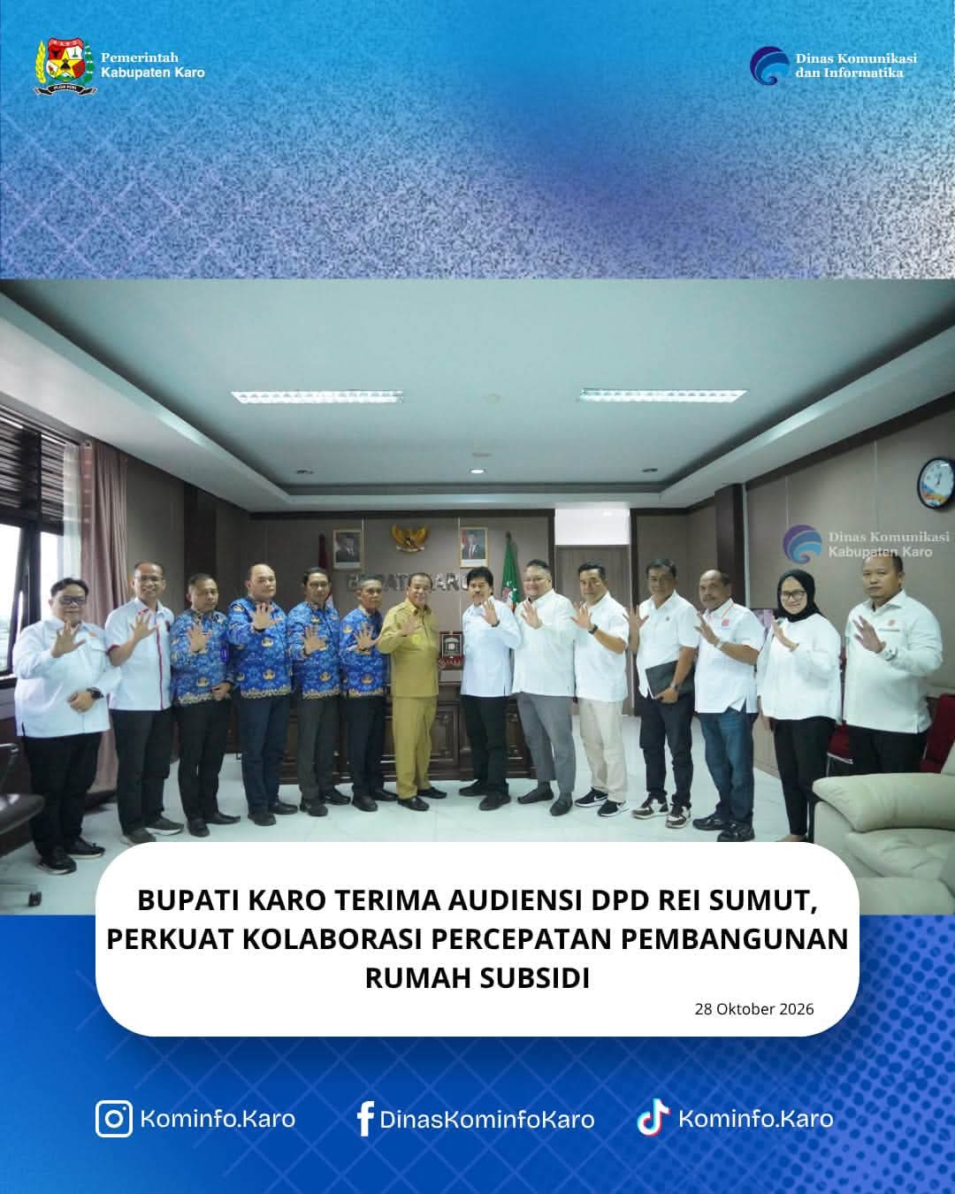 Bupati Karo Terima Audiensi DPD REI Sumut, Perkuat Kolaborasi Percepatan Pembangunan Rumah Subsidi