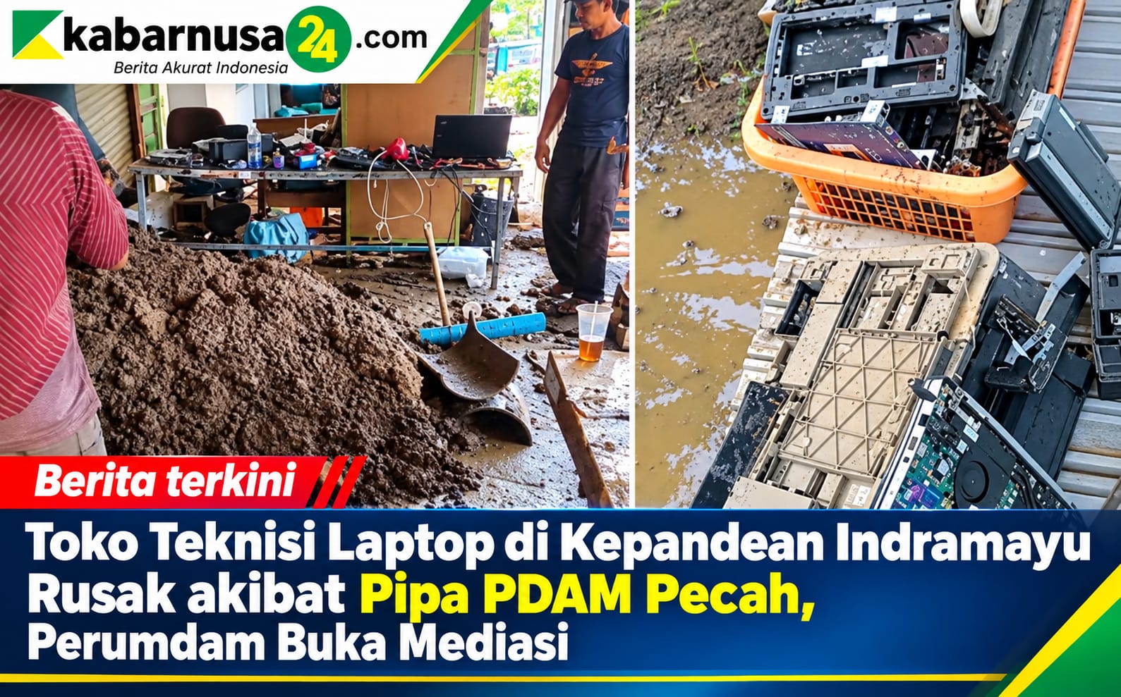 Toko Teknisi Laptop di Kepandean Indramayu Rusak akibat Pipa PDAM Pecah, Perumdam Buka Mediasi