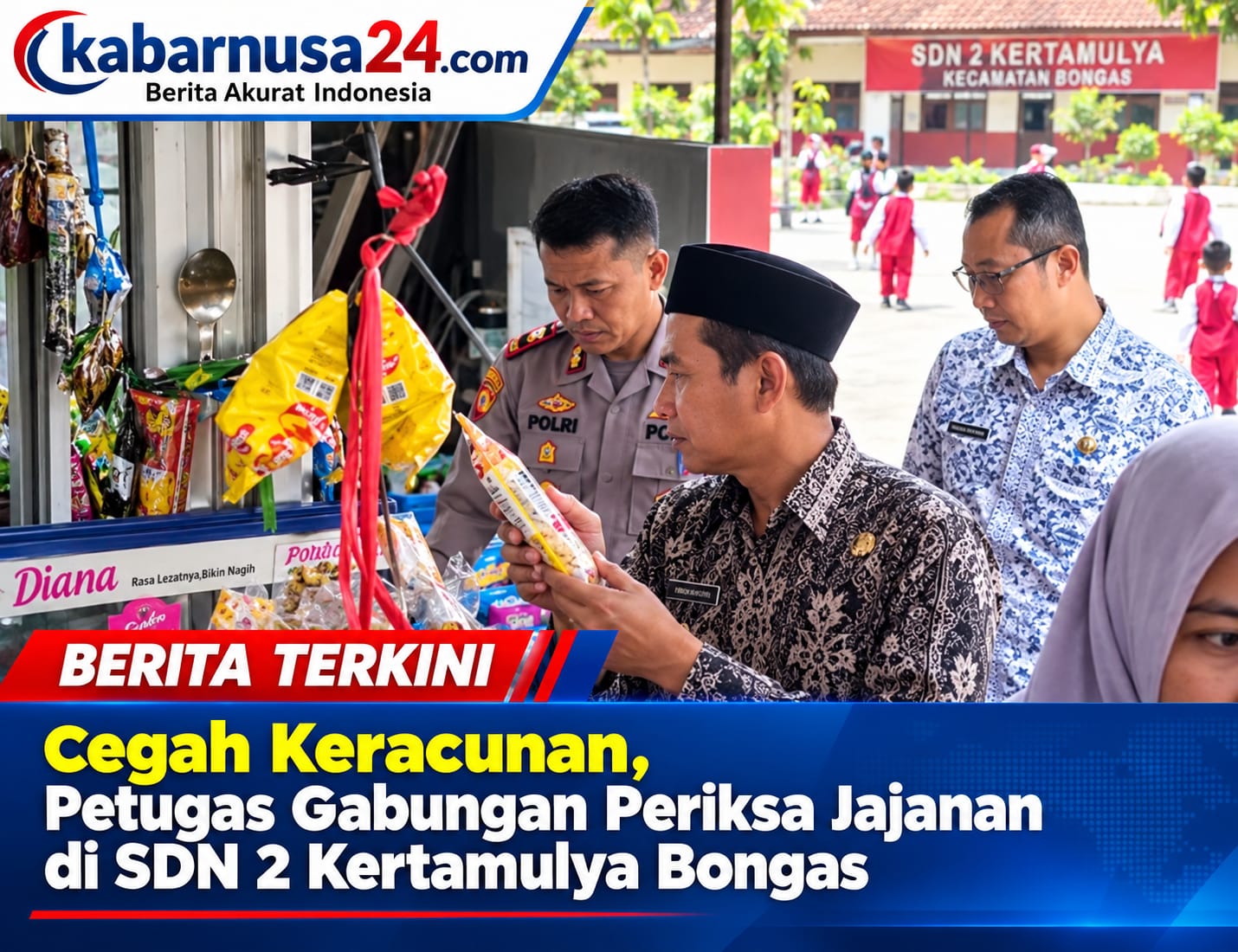 Cegah Keracunan, Petugas Gabungan Periksa Jajanan di SDN 2 Kertamulya Bongas
