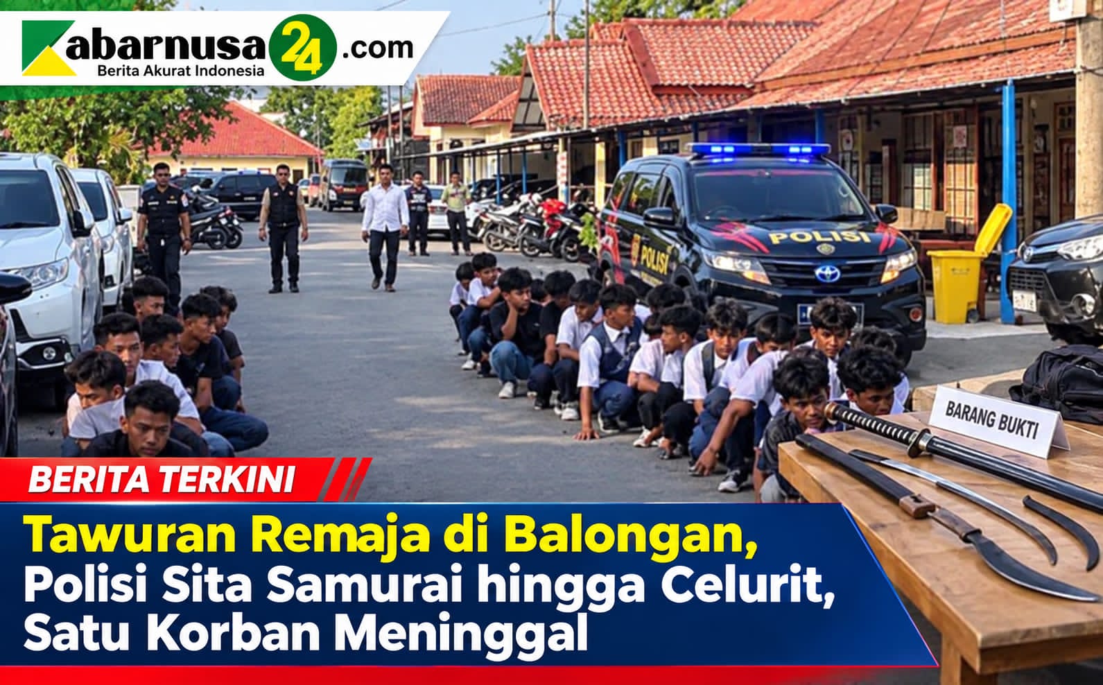 Tawuran Remaja di Balongan, Polisi Sita Samurai hingga Celurit, Satu Korban Meninggal