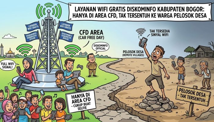 Gunakan APBD Miliaran, Layanan WiFi Gratis Diskominfo Kabupaten Bogor Hanya di Area CFD Tak Tersentuh ke Warga Pelosok Desa