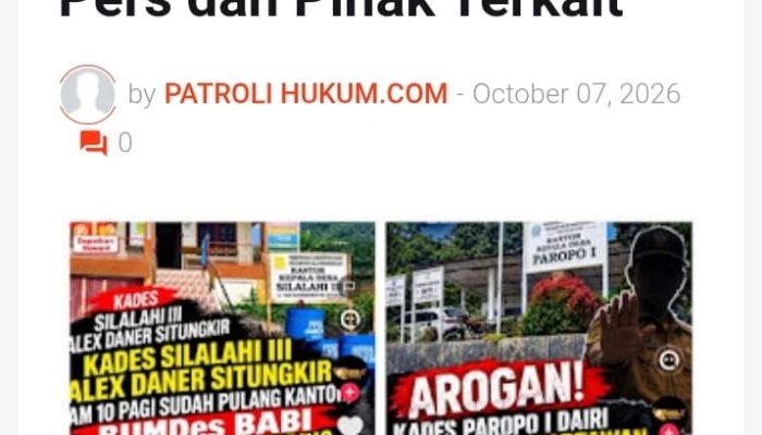 Tiga Desa, Setengah Miliar, dan Satu Media Pembela: Skandal Dana Desa Silahisabungan Makin Terbuka