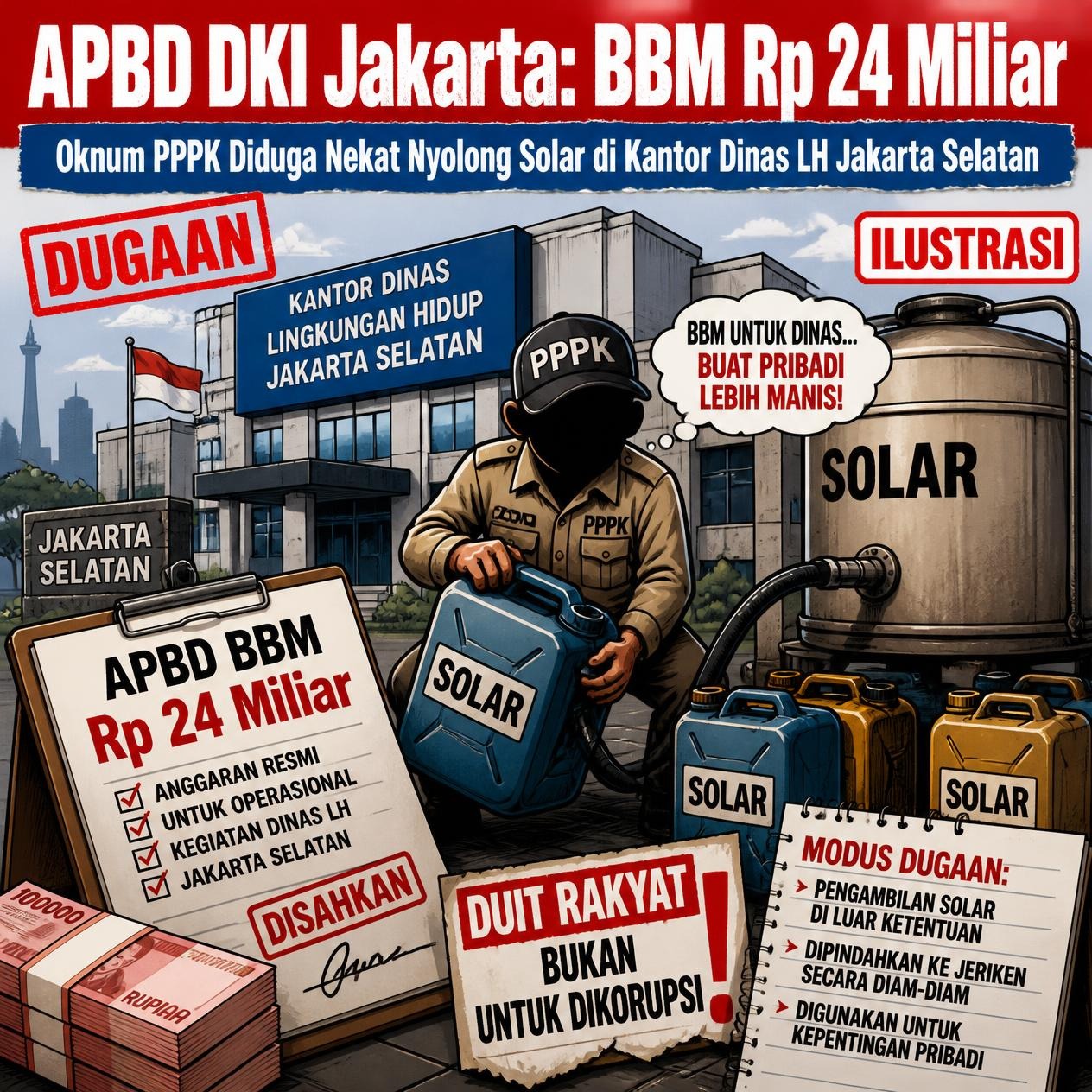 APBD DKI Jakarta BBM Rp 24 Miliar, Oknum PPPK Nekat Nyolong Solar Truk di Kantor Dinas LH Jakarta Selatan