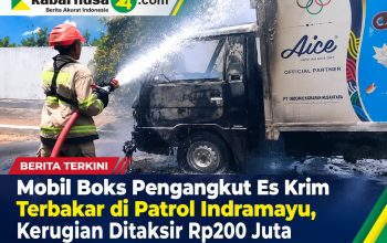 Mobil Boks Pengangkut Es Krim Terbakar di Patrol Indramayu, Kerugian Ditaksir Rp200 Juta