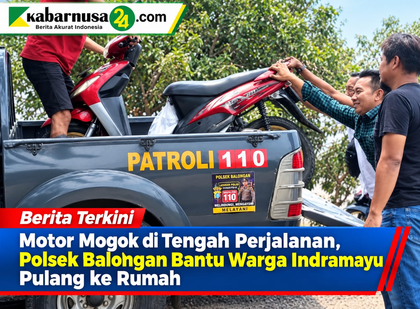 Motor Mogok di Tengah Perjalanan, Polsek Balongan Bantu Warga Indramayu Pulang ke Rumah