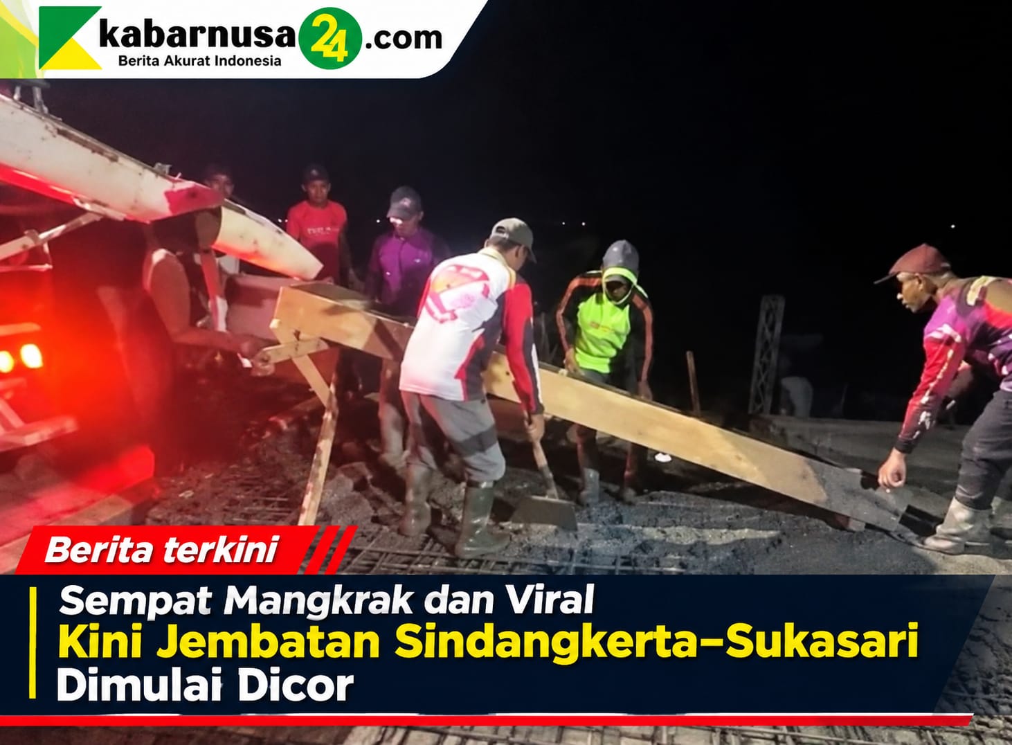 Sempat Mangkrak dan Viral Kini Jembatan Sindangkerta–Sukasari Dimulai, Dicor