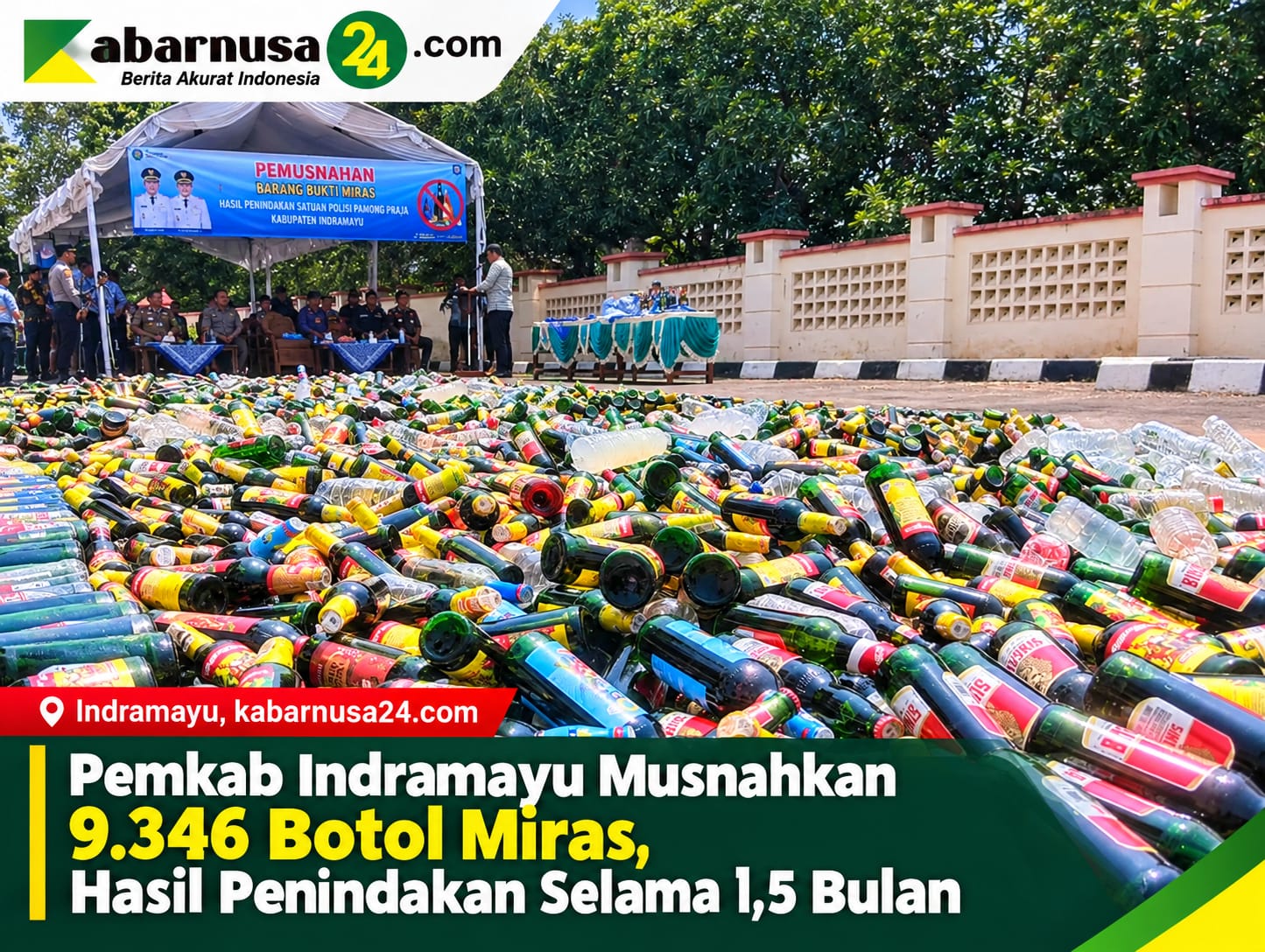 Pemkab Indramayu Musnahkan 9.346 Botol Miras, Hasil Penindakan Selama 1,5 Bulan