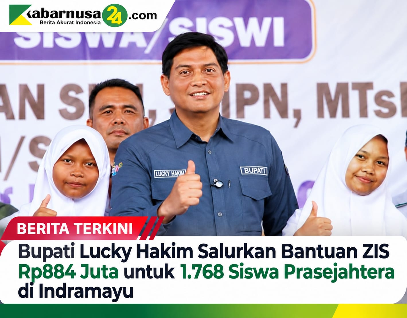 Bupati Lucky Hakim Salurkan Bantuan ZIS Rp884 Juta untuk 1.768 Siswa Prasejahtera di Indramayu