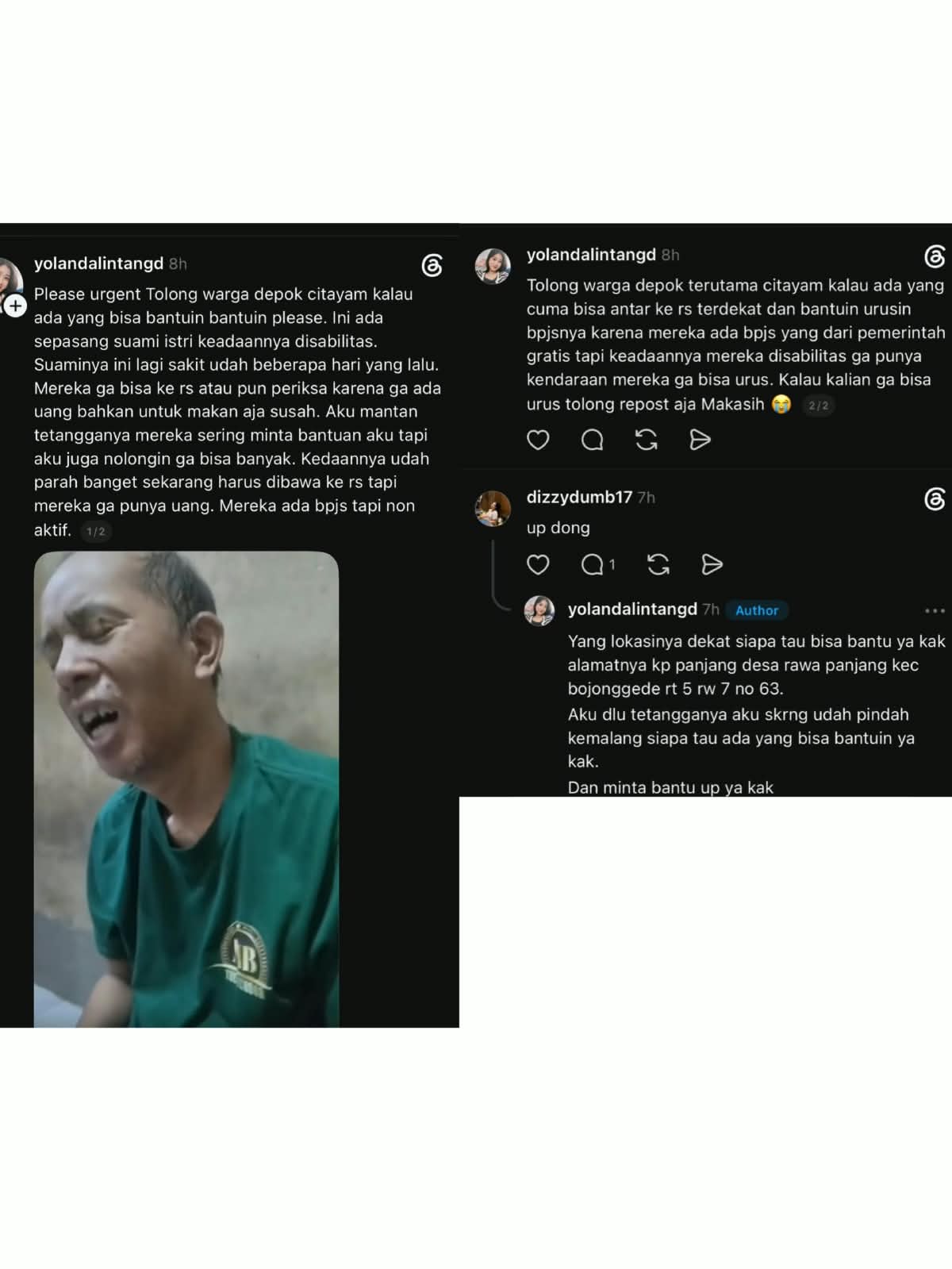 Dibalik Megahnya Infrastruktur, Jeritan dari Warga Rawapanjang Kabupaten Bogor Pasutri Disabilitas Sakit Parah dan Kartu BPJS Mati Tak Bisa ke Rumah Sakit