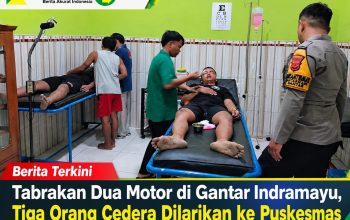 Tabrakan Dua Motor di Gantar Indramayu, Tiga Orang Cedera Dilarikan ke Puskesmas