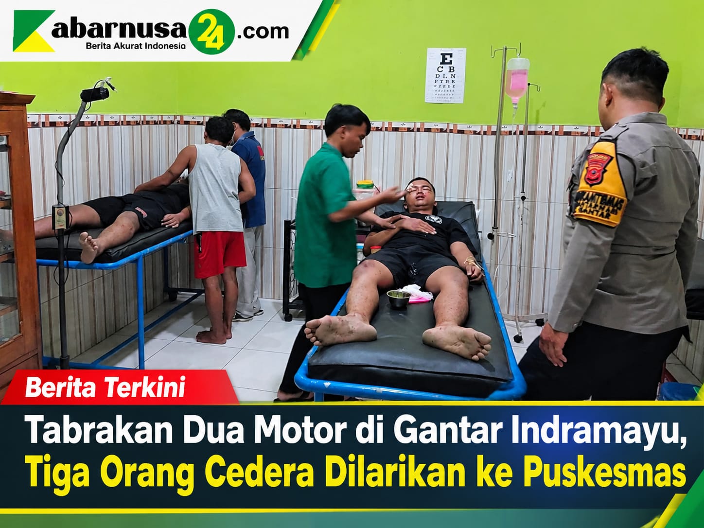 Tabrakan Dua Motor di Gantar Indramayu, Tiga Orang Cedera Dilarikan ke Puskesmas