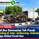 Mobil Box Bermuatan Teh Pucuk Terguling di Jalur Jatibarang–Indramayu, Diduga Akibat Pecah Ban